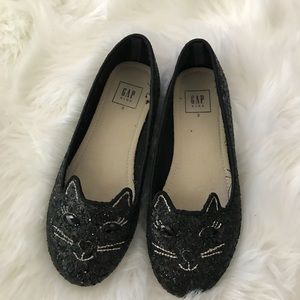 Gap Kids ballet flats black sequins cat